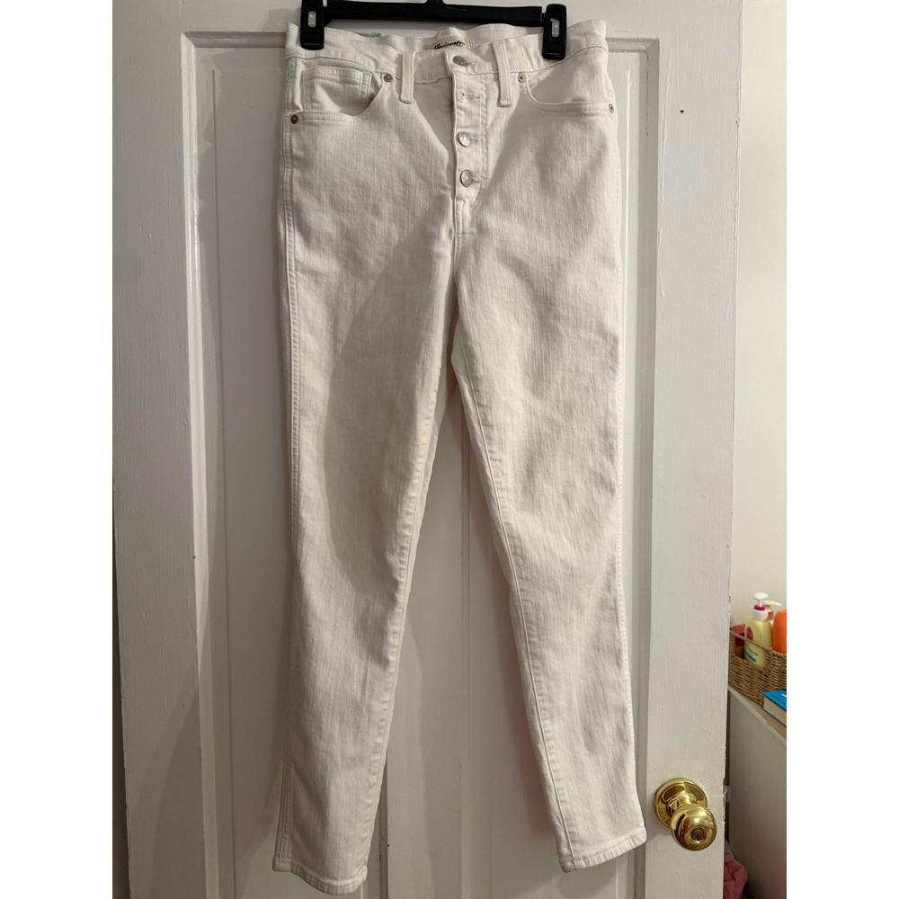 Madewell 10 High-Rise Skinny Crop Jeans White Button Fly 29T Tall